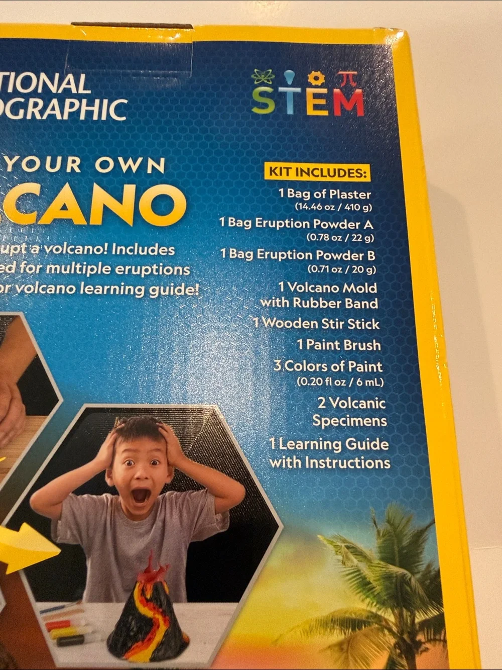 NWT National Geographic Build Your Own Volcano Kit STEM - Yellow, Blue